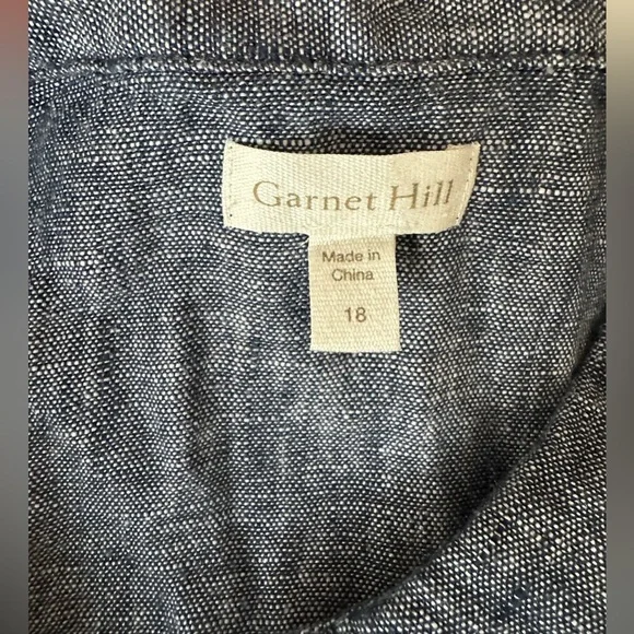 Garnet Hill Blue Linen Sleeveless Button Down Shirt Dress Women’s Size 18 - Picture 6 of 10